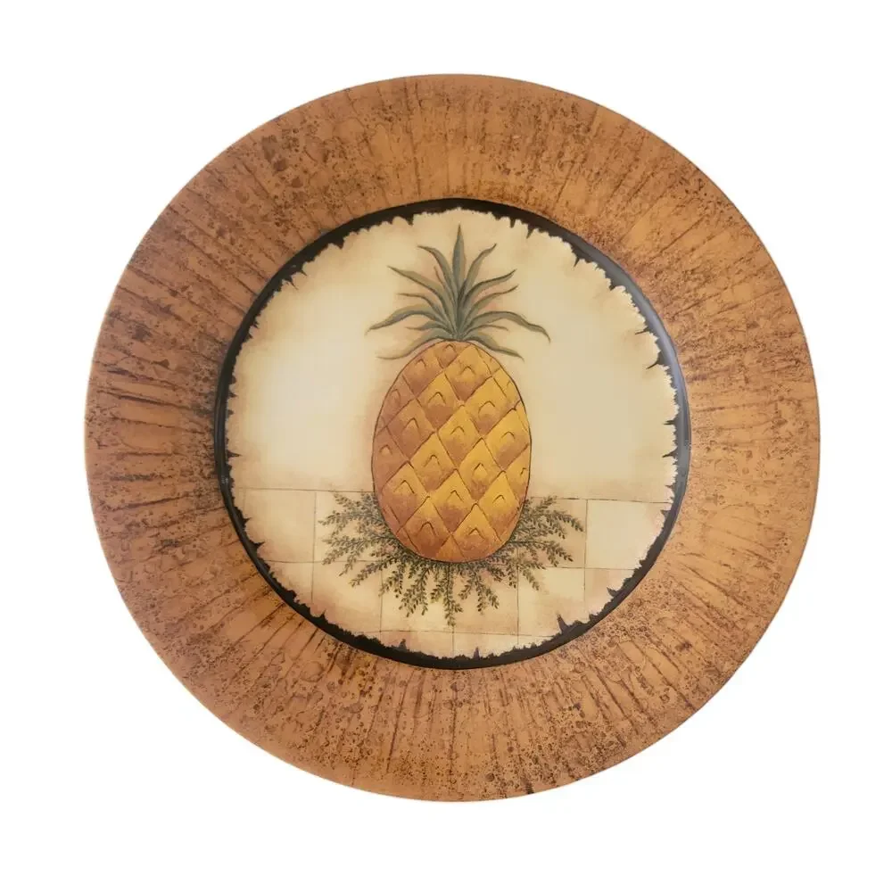 ESC Trading Company David Harden Hospitality‎ Pineapple Plates Set 2 Brown Gold